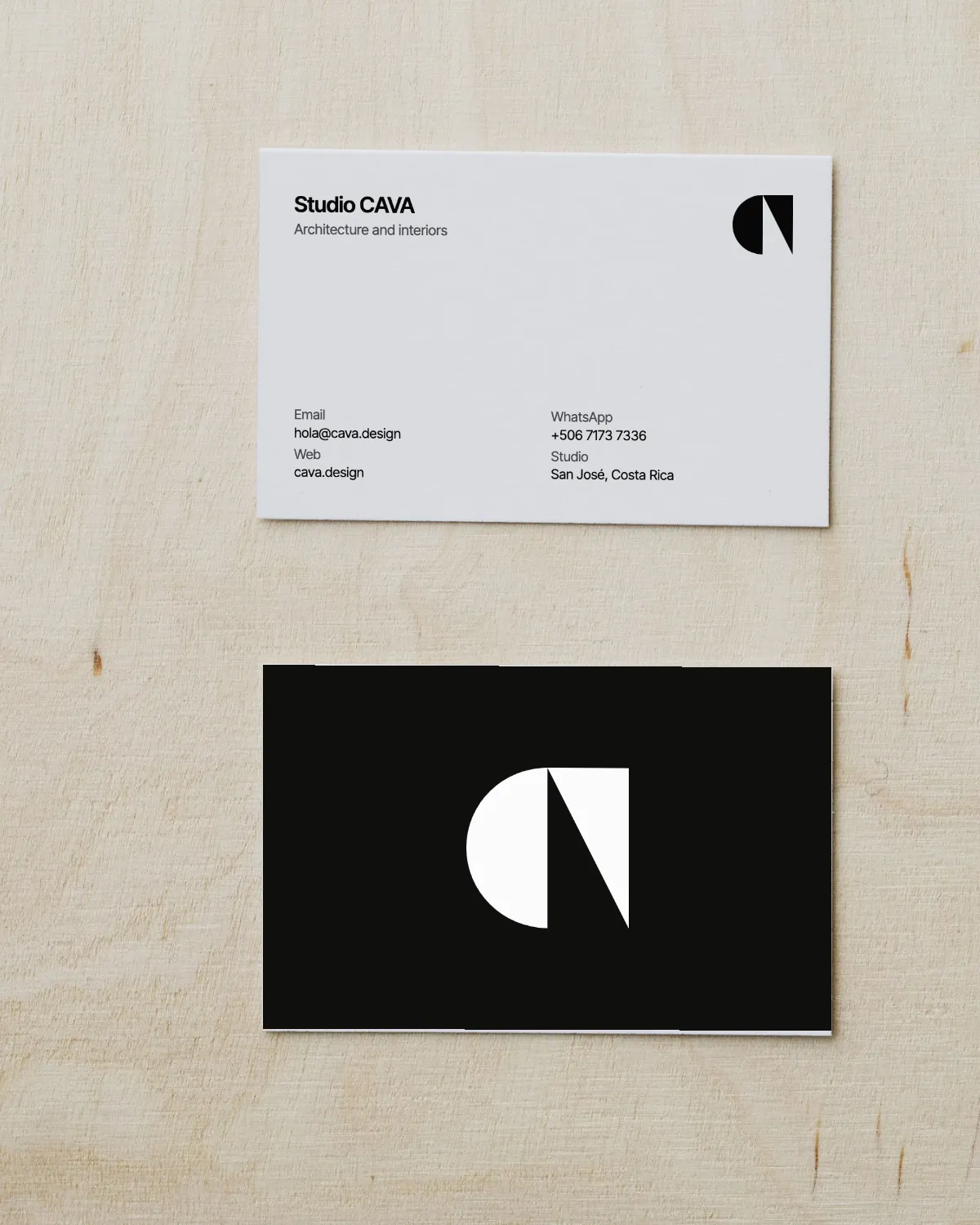 Business cards, front and back